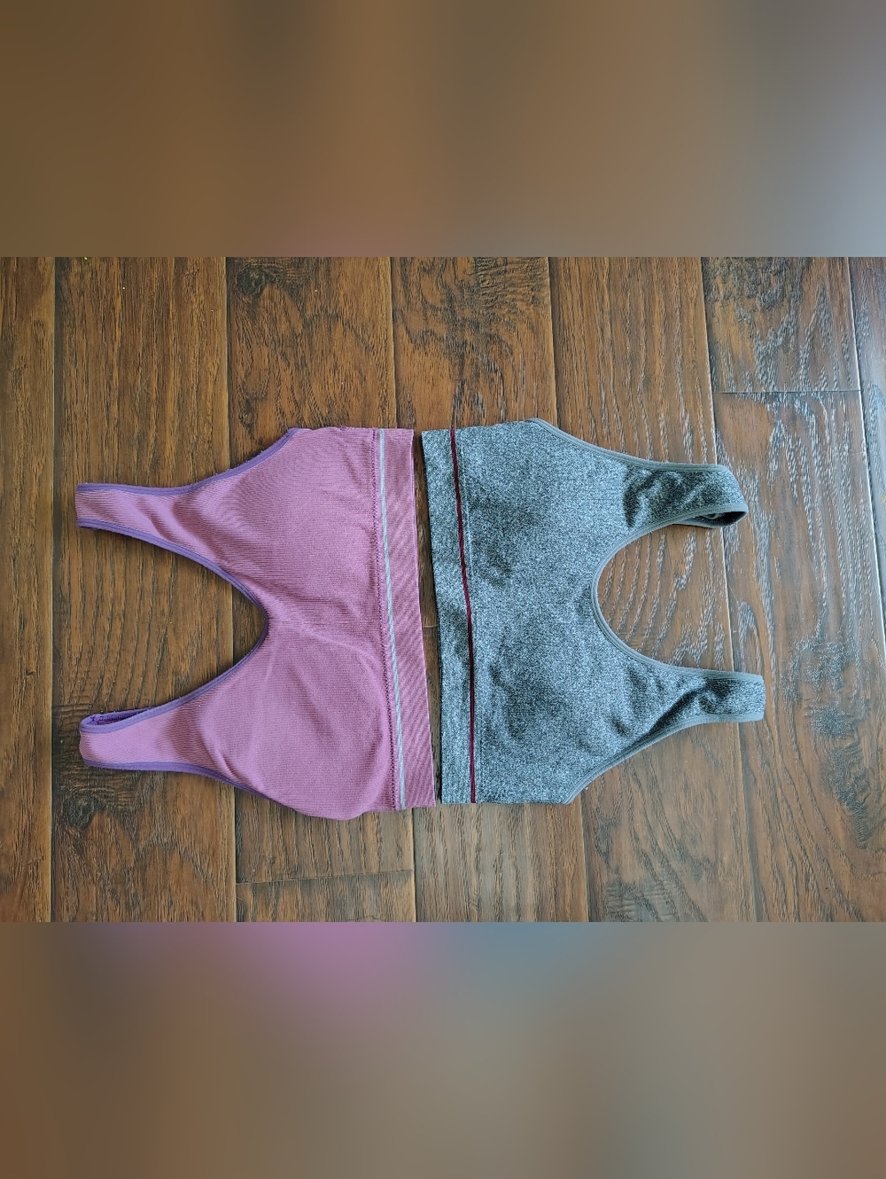 Pink and Heather Gray Racerback Sports Bras - Two Pack